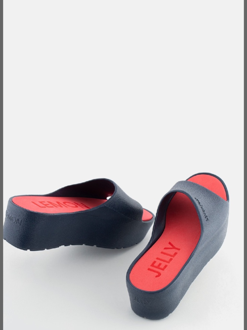 Lemon Jelly Platform Slides Sunny Navy Blue size 39